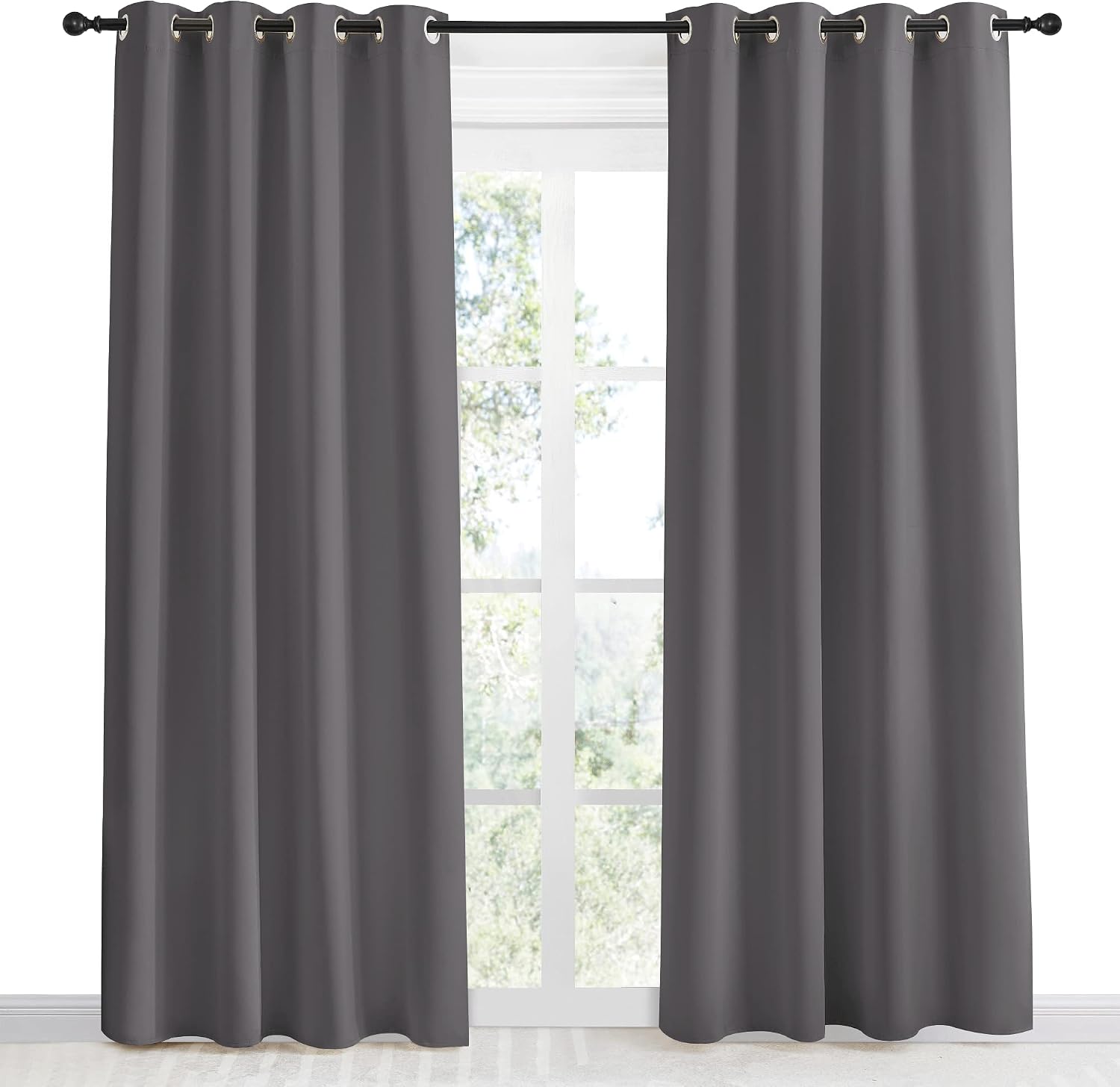 NICETOWN Grey Blackout Curtain 86 inch Long, W55 x L86, 1 Panel, Thermal Insulated Window Treatment with Grommet Room Darkening Thermal…