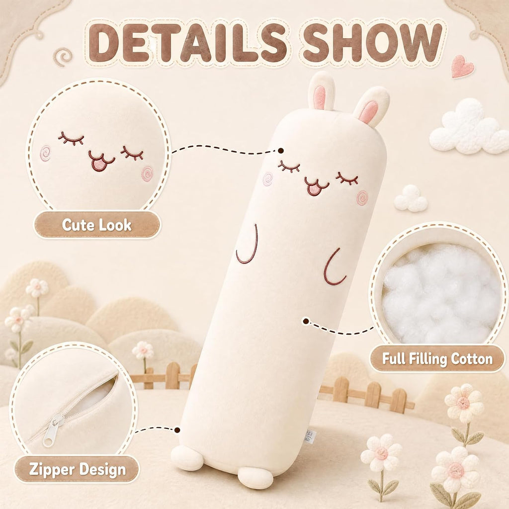 Long Plush Cute Body Pillows 27" Cuddle Stuffed Animal Shaped Bed Body Pillows Soft Cotton Plushies Doll Toy Gifts (Bunny, 27 Inch)