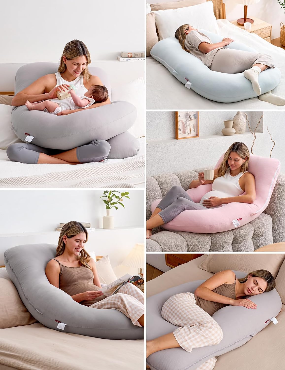 Momcozy Pregnancy Pillows for Sleeping, U Shaped Full Body Pillow for Pregnancy Women with Removable Jersey Cotton Cover, 57 Inch…