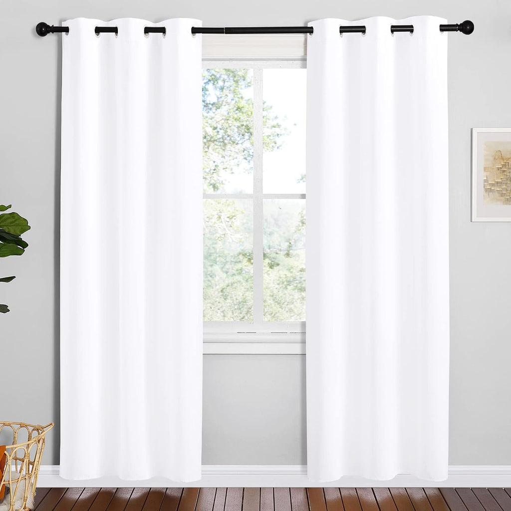 NICETOWN White Samll Window Blackout Curtain Panels, Set of 2, 42 inches x 78 inches, 50% Light Blocking Curtains for Bedroom & Dining…