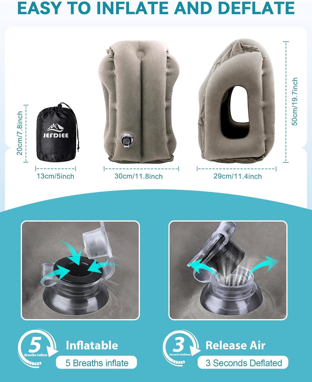 Inflatable Travel Pillow, Airplane Neck Pillow Comfortably Supports Head and Chin for Airplanes, Trains, Cars Office Napping on The Tray…