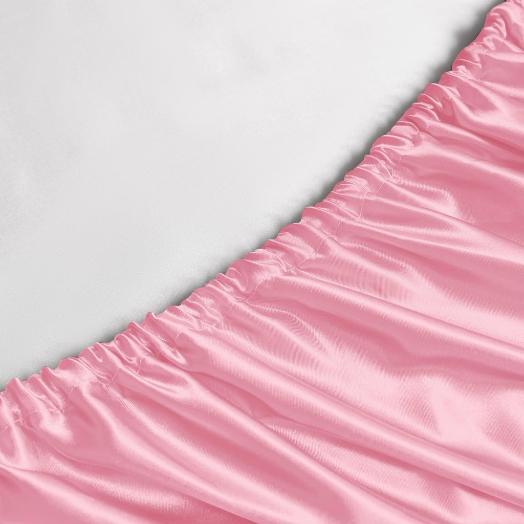 Golal Satin Sheets Full Size - 4 Pieces Luxury Silky Soft Bed Sheets, Wrinkle-Free Light Pink Satin Silk Sheet Set with 1 Deep Pocket Fitte…