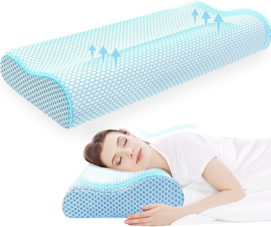 CloudBliss Memory Foam Pillow, Ergonomic Neck Contour Cervical Pillow for Back and Shoulder Pain, Orthopedic Pillow for Neck, for Sleeping…