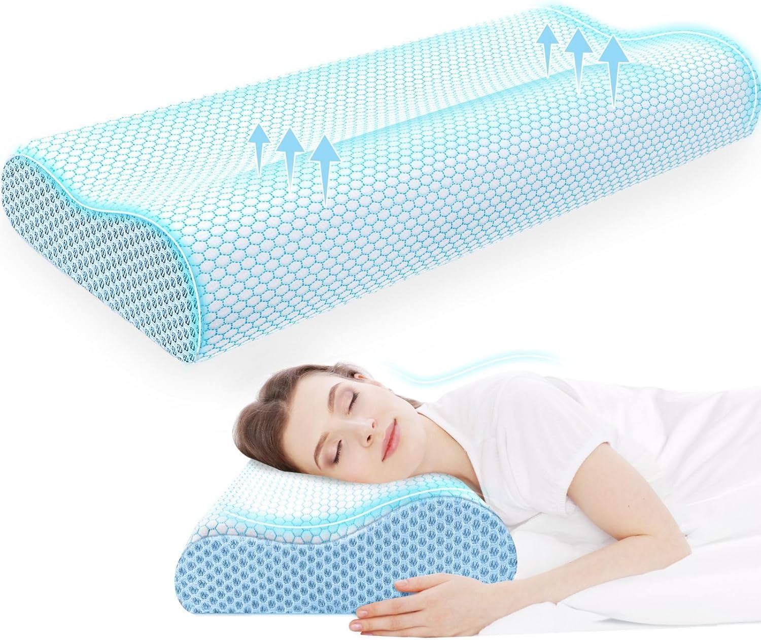 CloudBliss Memory Foam Pillow, Ergonomic Neck Contour Cervical Pillow for Back and Shoulder Pain, Orthopedic Pillow for Neck, for Sleeping…