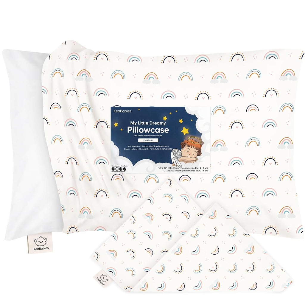 KeaBabies Toddler Pillowcase 13"x18" - Organic Cotton Toddler Pillowcase for Kids, Boys, Girls, Soft & Durable Cotton Cover for Miniature…