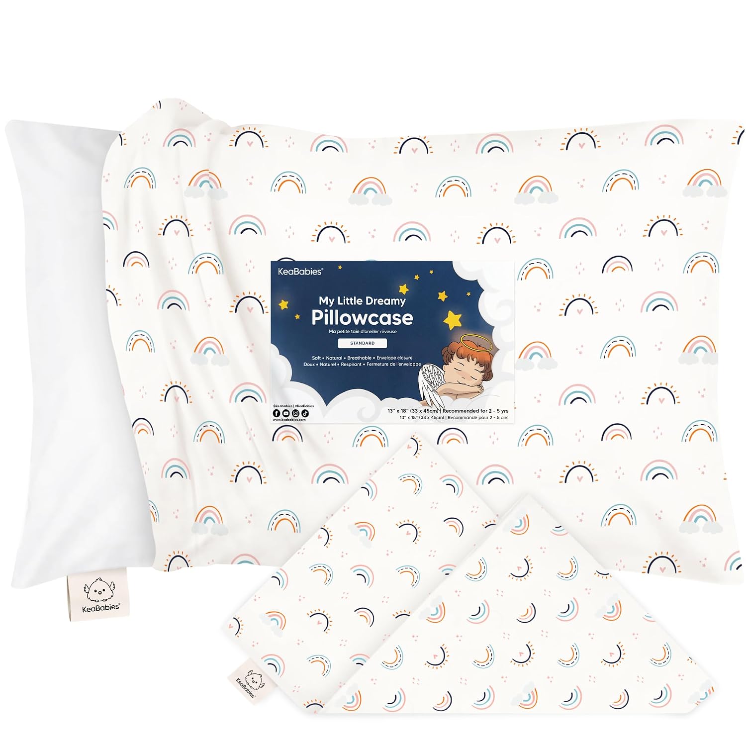 KeaBabies Toddler Pillowcase 13"x18" - Organic Cotton Toddler Pillowcase for Kids, Boys, Girls, Soft & Durable Cotton Cover for Miniature…
