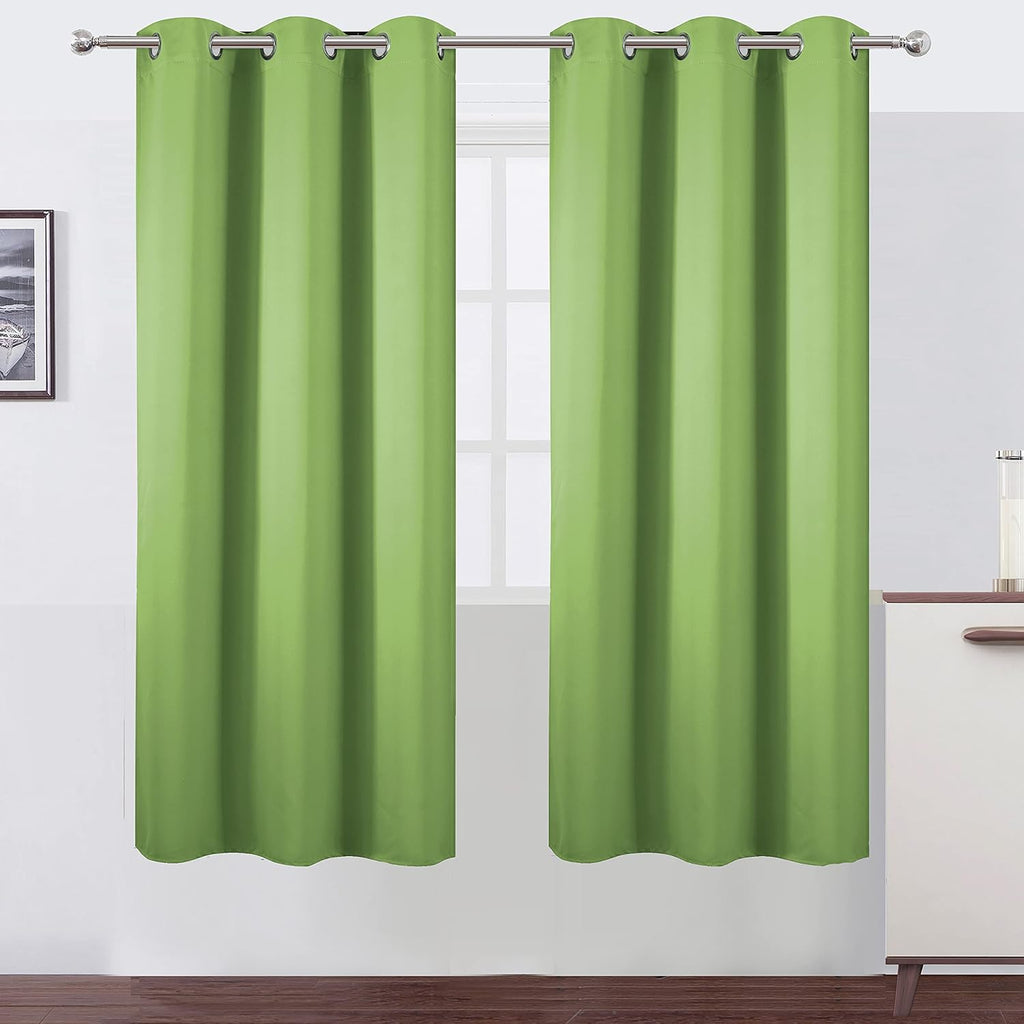 Lemomo Light Green Thermal Blackout Curtains/42 x 72 Inch/Set of 2 Panels Room Darkening Curtains for Bedroom 72 Inch Green