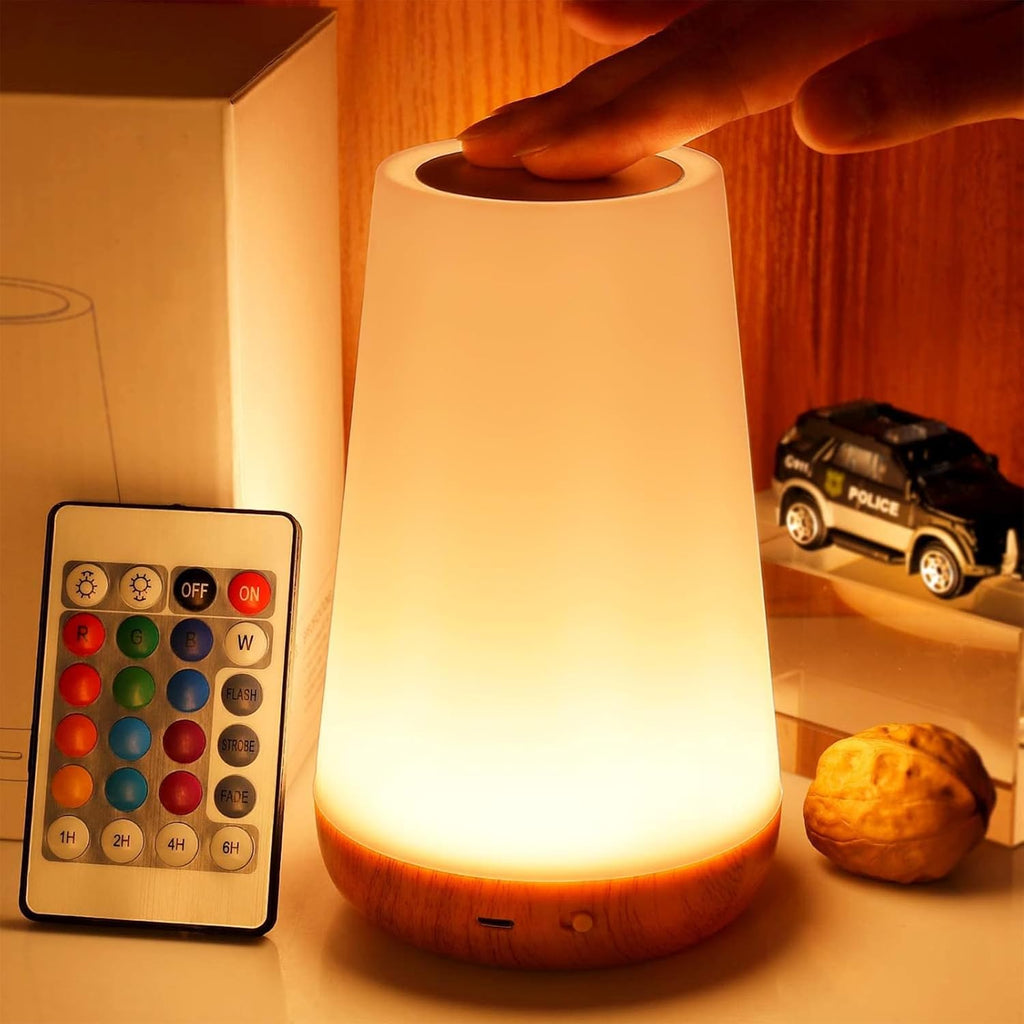 THAUSDAS Night Light, Dimmable Touch Lamp for Bedroom, Portable Table Bedside Lamp, 5 Brightness 13 RGB Colors, Night Lights for Baby…