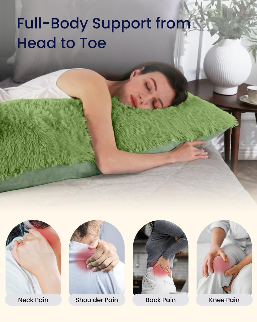 Zonli Fluffy Body Pillow, Full Body Pillows for Adults, Long Pillow for Sleeping with Removable Cover and Adjustable Filling for Side Sleep…