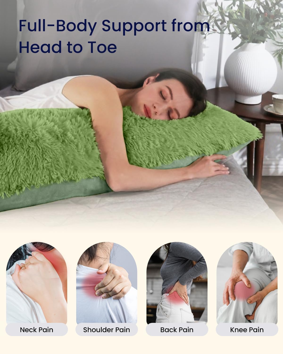 Zonli Fluffy Body Pillow, Full Body Pillows for Adults, Long Pillow for Sleeping with Removable Cover and Adjustable Filling for Side Sleep…