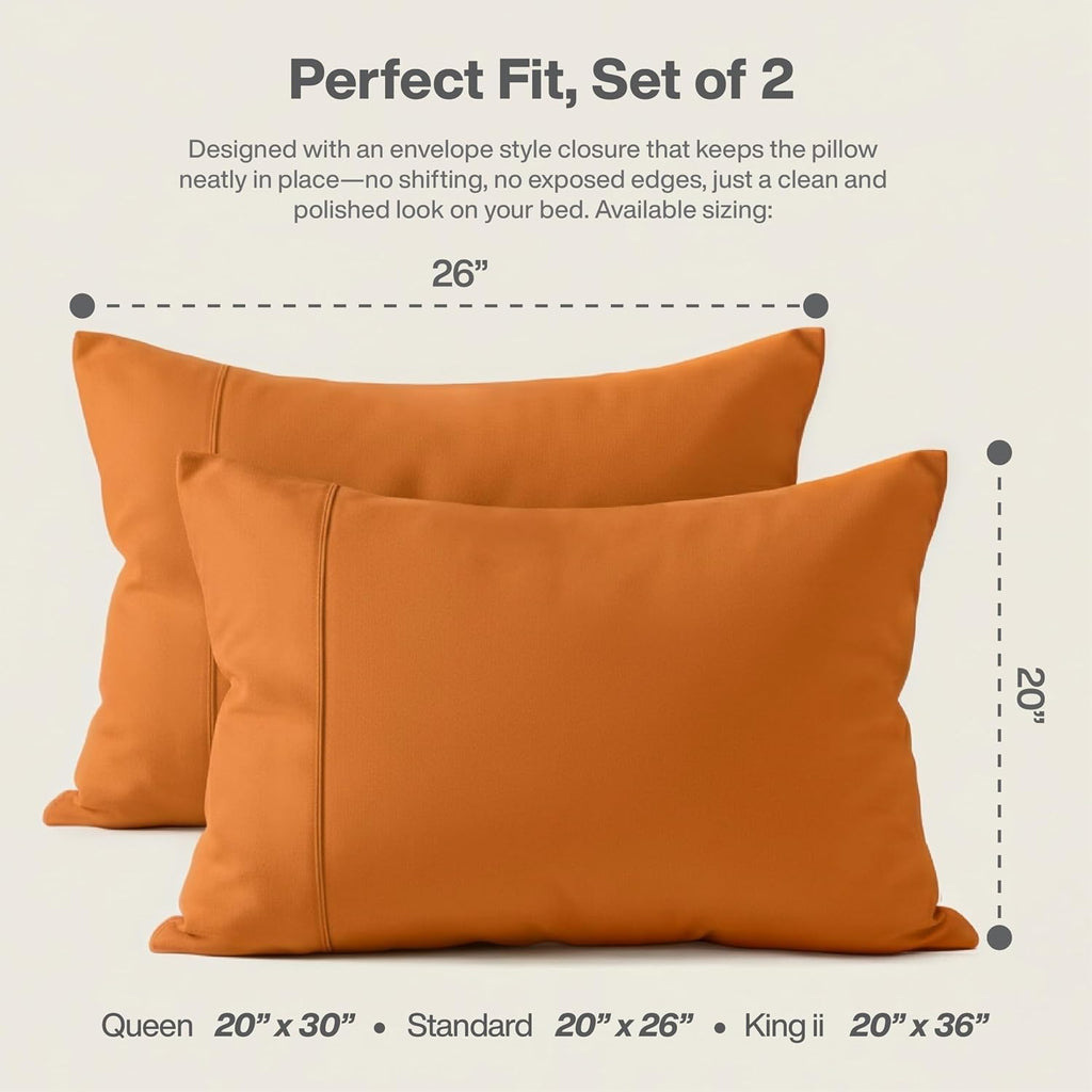 Queensbay Standard Pillow Cases Set of 2, Microfiber Cooling Pillowcases, Soft Breathable Envelope Closure Pillow Covers, Wrinkle Free Easy…