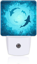 Blue Sharks and Corals Underwater World Fish Marine Lifes Dusk to Dawn Night Light Plug in, 0.5w Energy Saving Sleep Friendly NightLight…