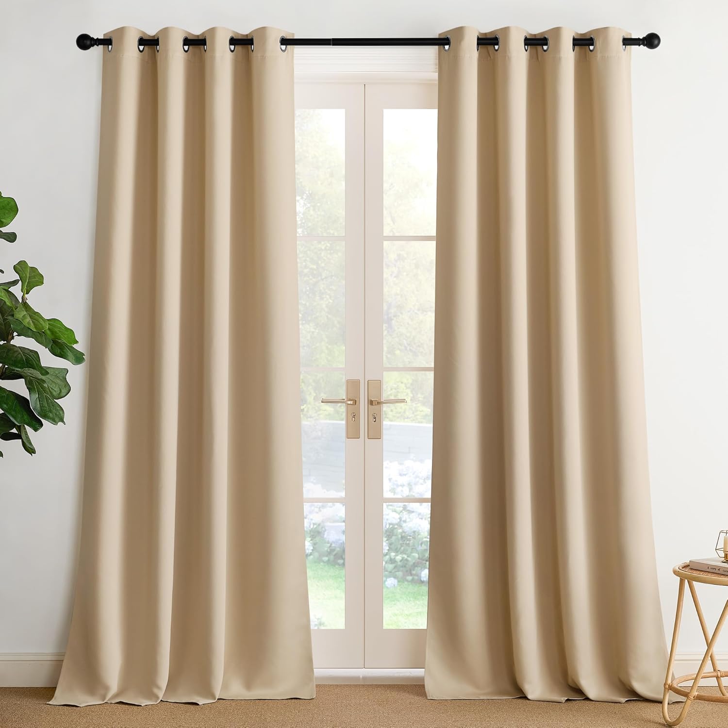Nicetown Biscotti Beige Light Blinds - Microfiber Grommet Thermal Insulated Shades for Kid's Room, Yard, Boys Room, Girls Room, Nursery - L…