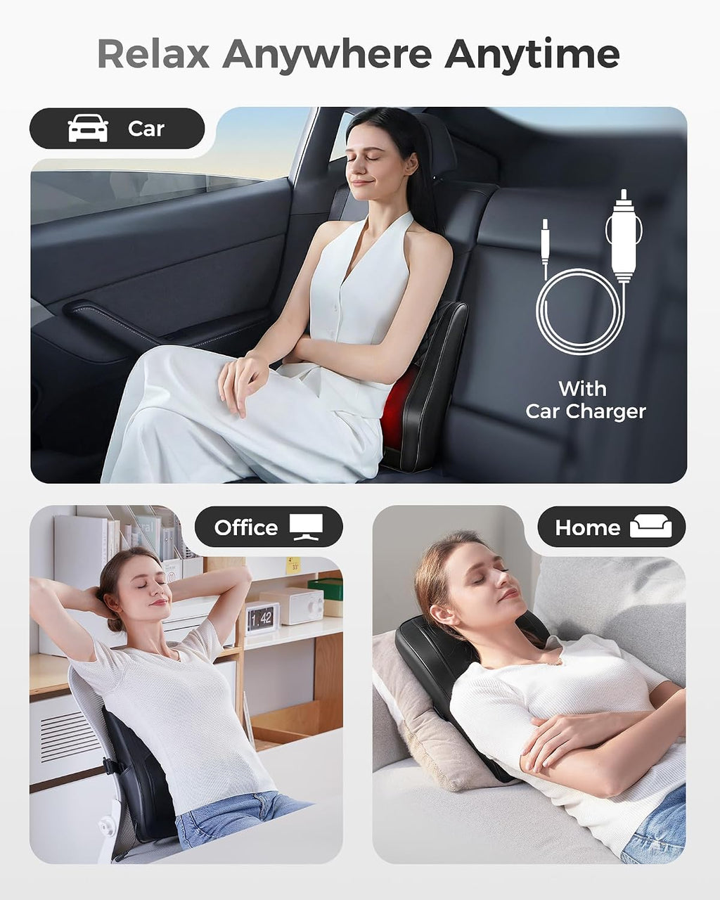Boriwat Back Massager with Heat, 3D Kneading Massage Pillow for Back, Neck, Shoulder, Leg Deep Tissue, Gifts for Women Men Mom Dad 0 Count…