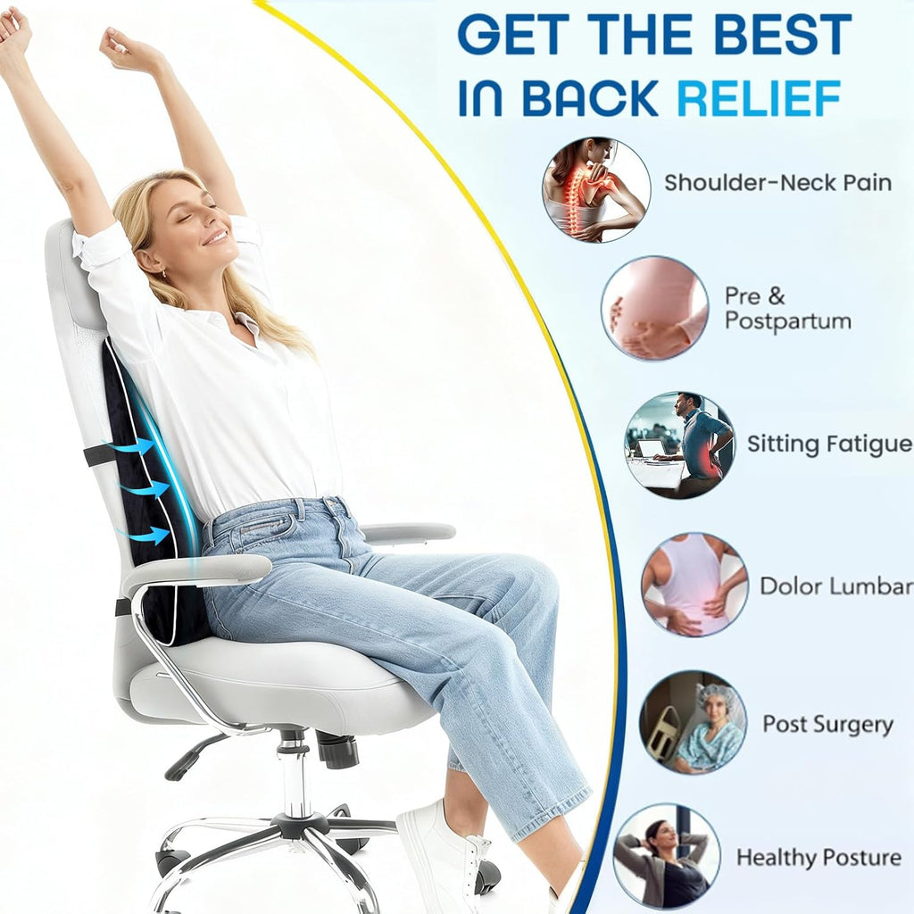Niceedaybrand Niceeday Lumbar Support Pillow for Office Chair Car Back Support Pillow, Memory Foam Gaming Chair Desk Chair Back Cushion for…