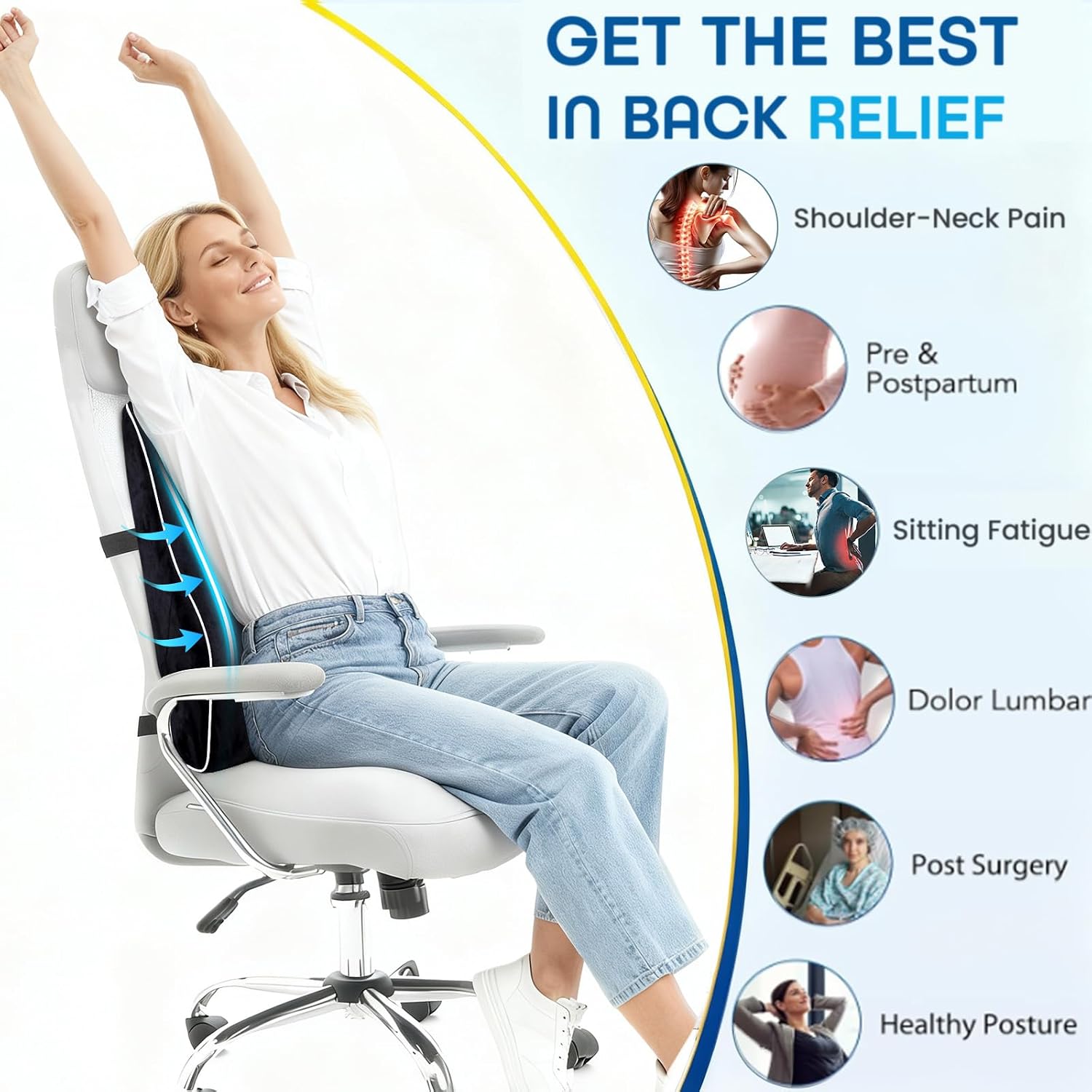 Niceedaybrand Niceeday Lumbar Support Pillow for Office Chair Car Back Support Pillow, Memory Foam Gaming Chair Desk Chair Back Cushion for…