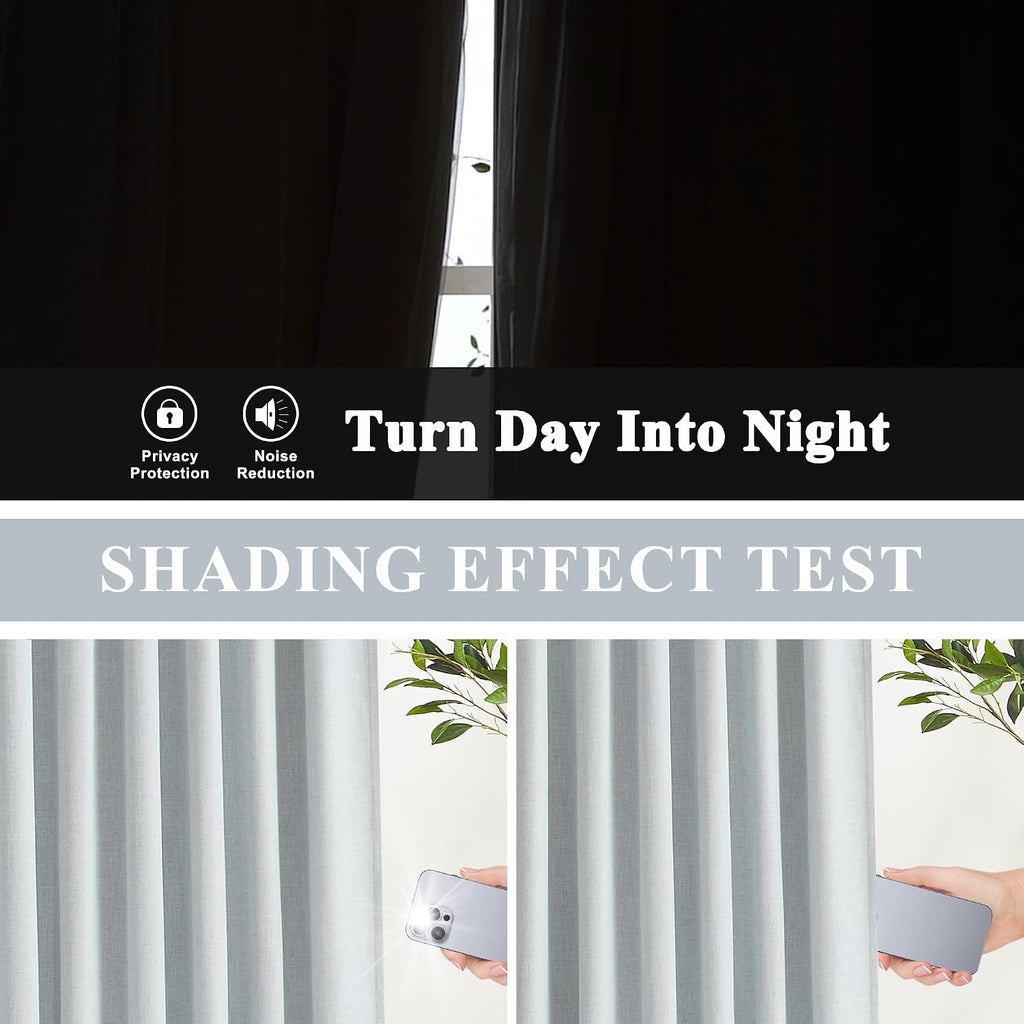 VisionHome Vision Home Blue Fog Pinch Pleated Full Blackout Curtains Linen Blended Room Darkening Window Curtains 108 inch for Living Room…