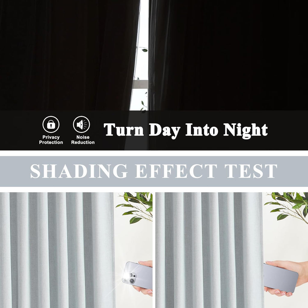 VisionHome Vision Home Blue Fog Pinch Pleated Full Blackout Curtains Linen Blended Room Darkening Window Curtains 120 inch for Living Room…