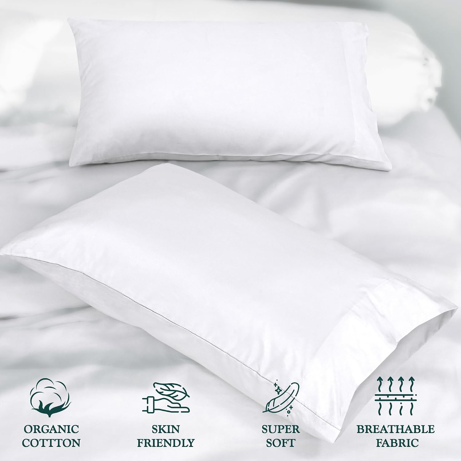 Royalelinens Royale Linens White Cotton Pillow Cases Queen Size Set of 12 - Bed Pillow Covers - 100% Cotton Pillowcases - Soft & Cooling -…