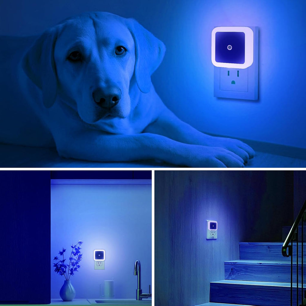 6 Pack Blue LED Night Light Plug in, Dusk to Dawn Sensor Automatic On and Off, Energy Efficient, Soft Glow Kids, Nursery, Bedroom…