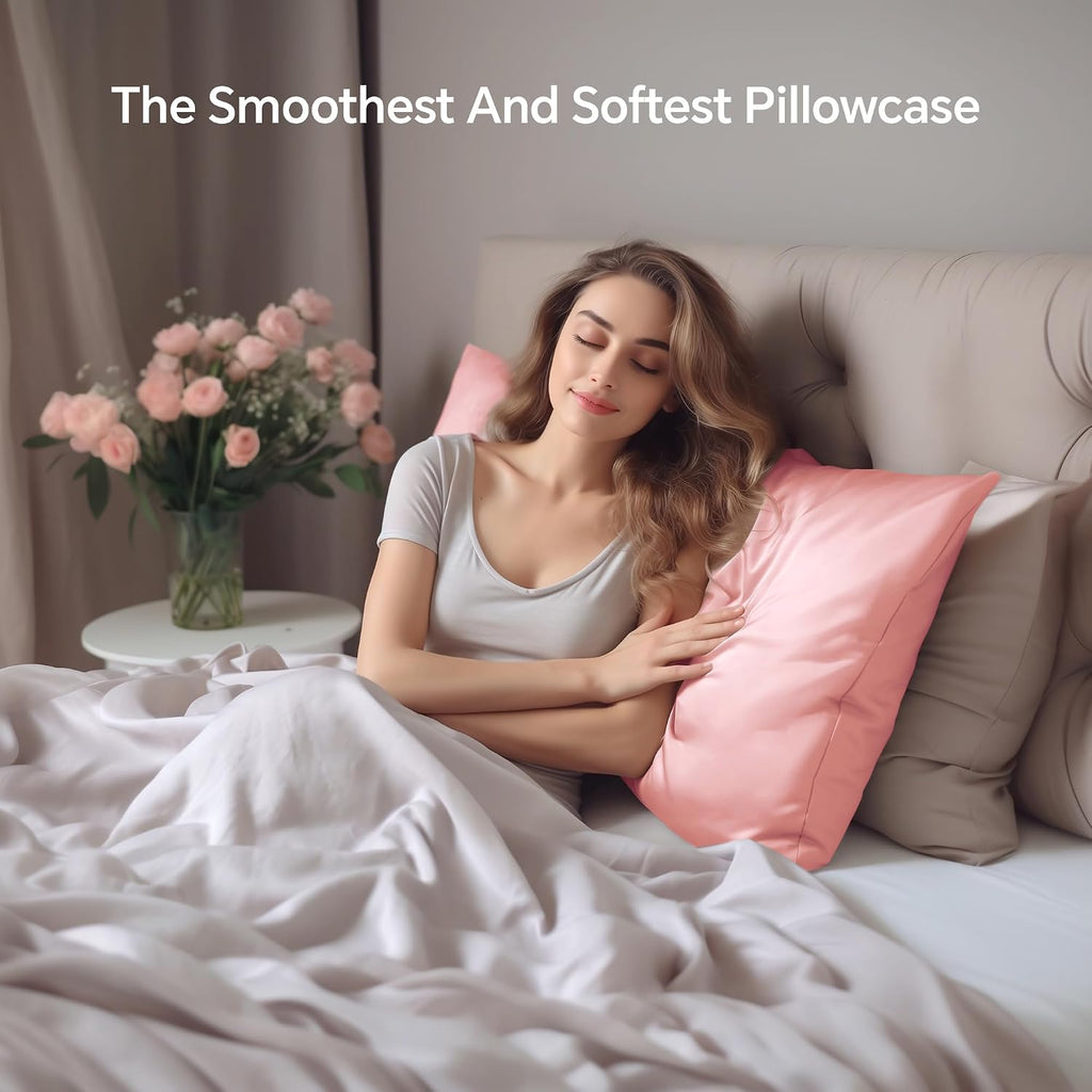 Infiixso Mulberry Silk Pillowcase for Hair and Skin, Silk Pillow Cases Queen Size Set of 2 with Hidden Zipper 20"x30", Ultra Smooth and Sof…