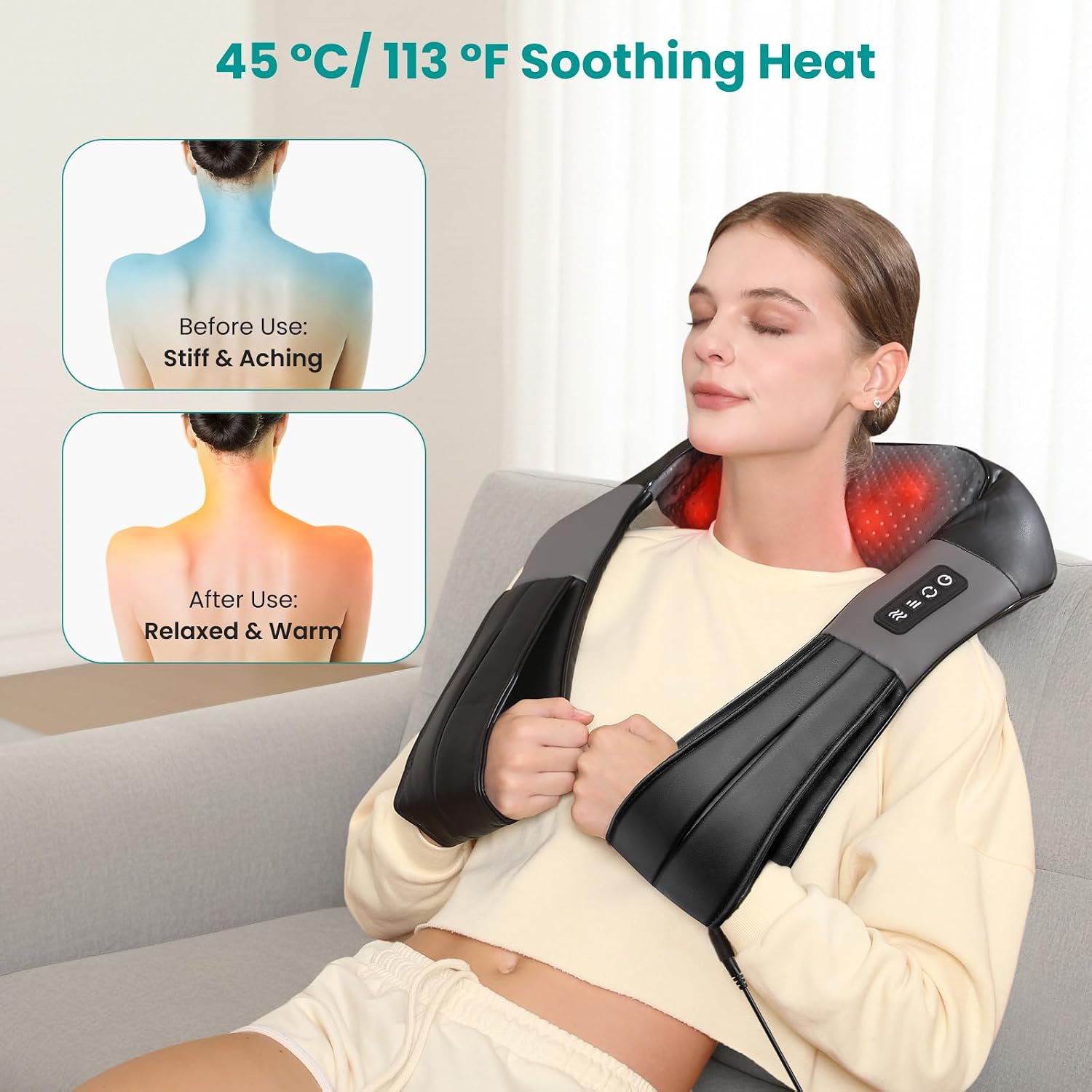 Nekteck Shiatsu Neck Massager with Heat for Deep Tissue, 2026 Upgraded 3D Back Shoulder Kneading Massage Pillow, Relaxation Gifts for Mom D…