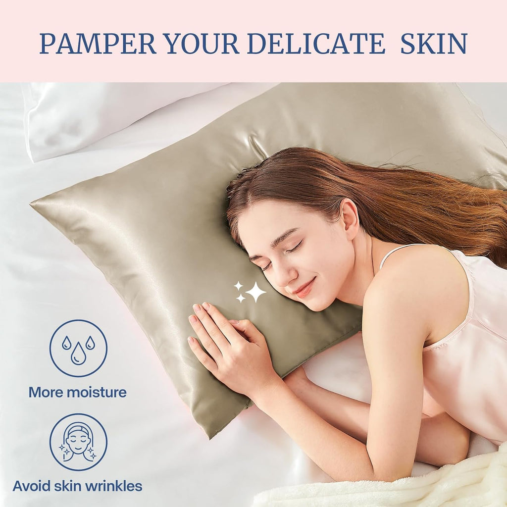 Bedelite Satin Pillowcase for Hair and Skin, Super Soft and Cooling Similar to Silk Pillow Cases 2 Pack with Envelope Closure, Gift for Wom…