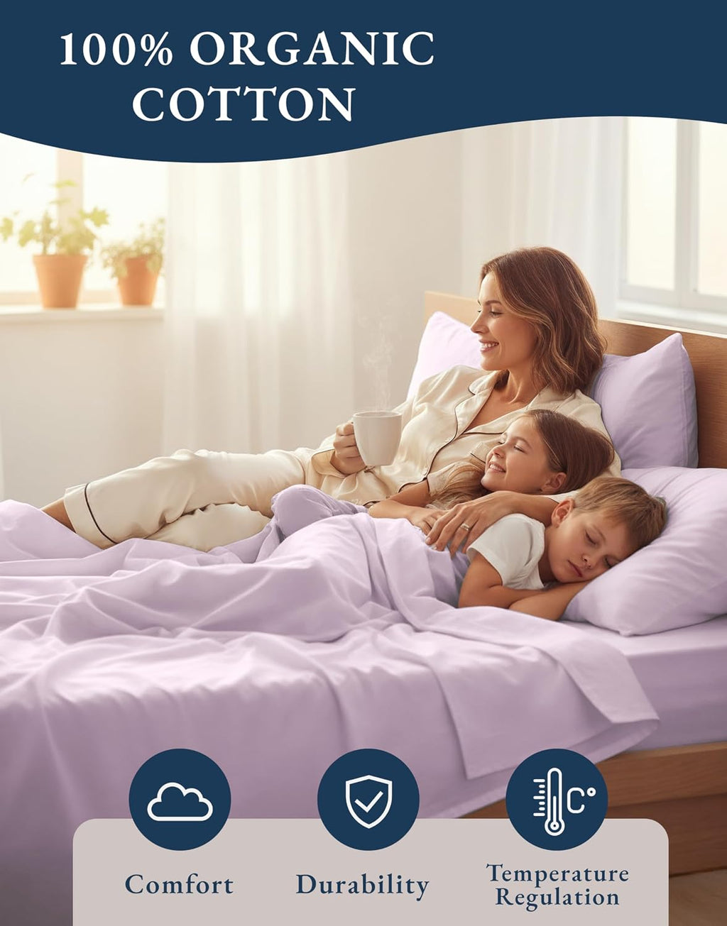 LaneLinen LANE LINEN 100% Organi Cotton reusable Bed Sheets Full Size, Fully Elasticized Naturally Cooling Soft & Comfy, Machine Washab…