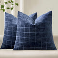 Miulee Decorative Chenille Check Throw Pillow Covers Vintage Plaid Couch Pillows 22x22 Inch Set of 2 Neutral Boho Farmhouse Cushion Covers…
