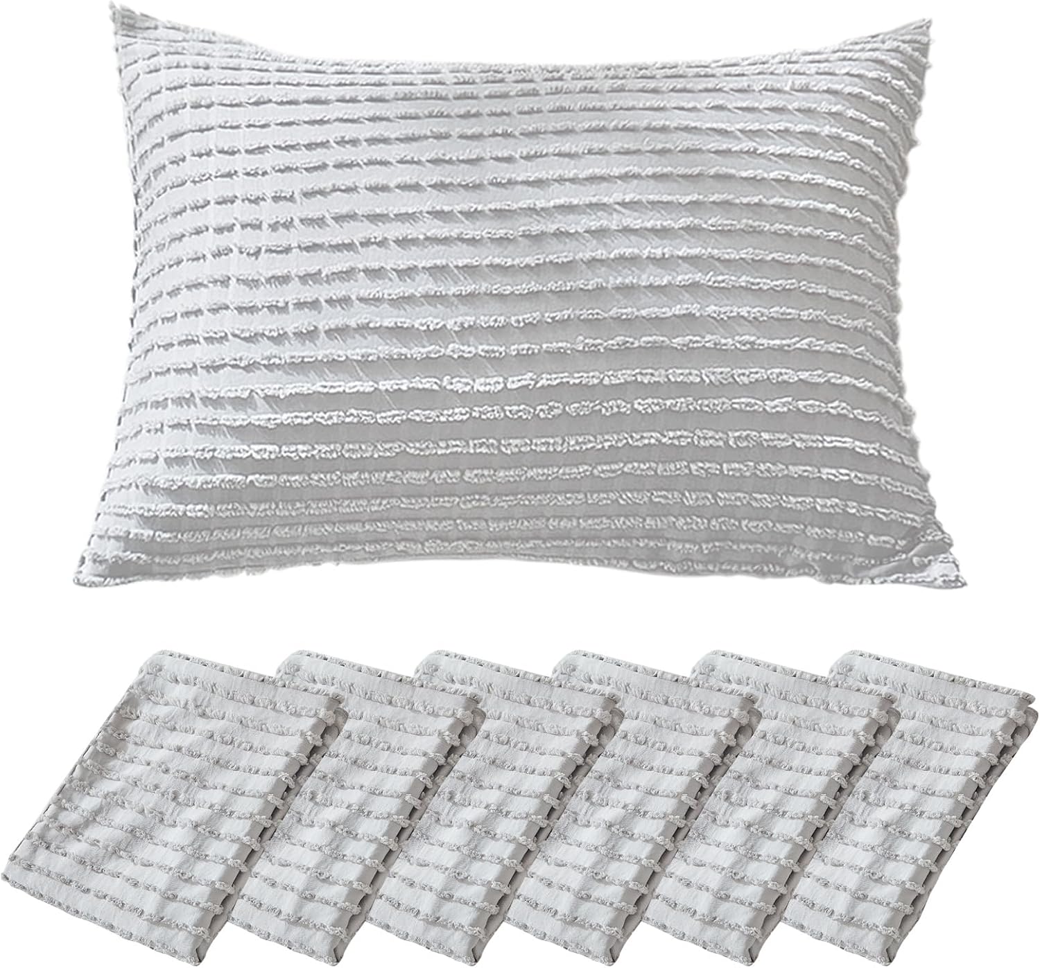 Warmdern Grey Pillow Covers Queen Standard Pillow Cases Soft Microfiber Pillow Cases Set of 6 Boho Textured Pillowcase with Envelope Closur…