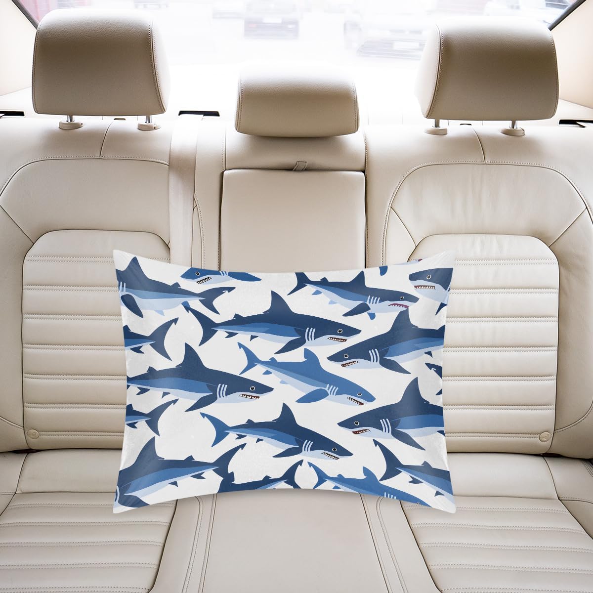 Shark Blue Animal Satin Silk Pillowcase for Hair and Skin Pillow Cases Standard Size Soft Silk Pillow Case with Envelope Closure Print…