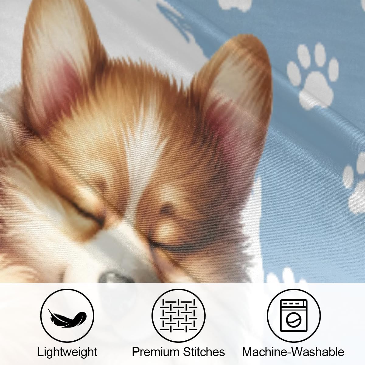 Satin Pillowcase for Hair and Skin Blue Paw Print Dog Soft Silk Pillow Case with Envelope Closure Cooling Pillow Cases Slip Standard Size…
