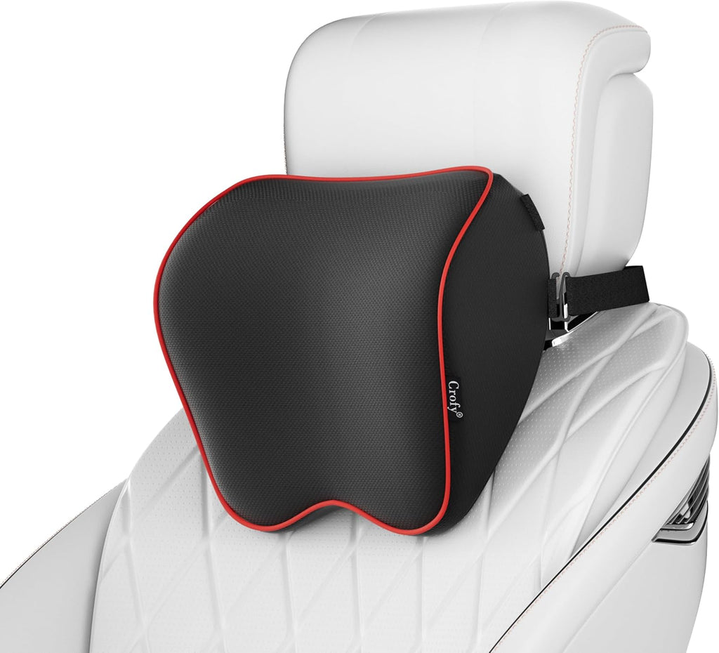 CrofyLLC Crofy 2 Pack Car Neck Pillow, Softness Car Headrest Pillow for Driving with Adjustable Strap, 100% Memory Foam and Breathable Remo…