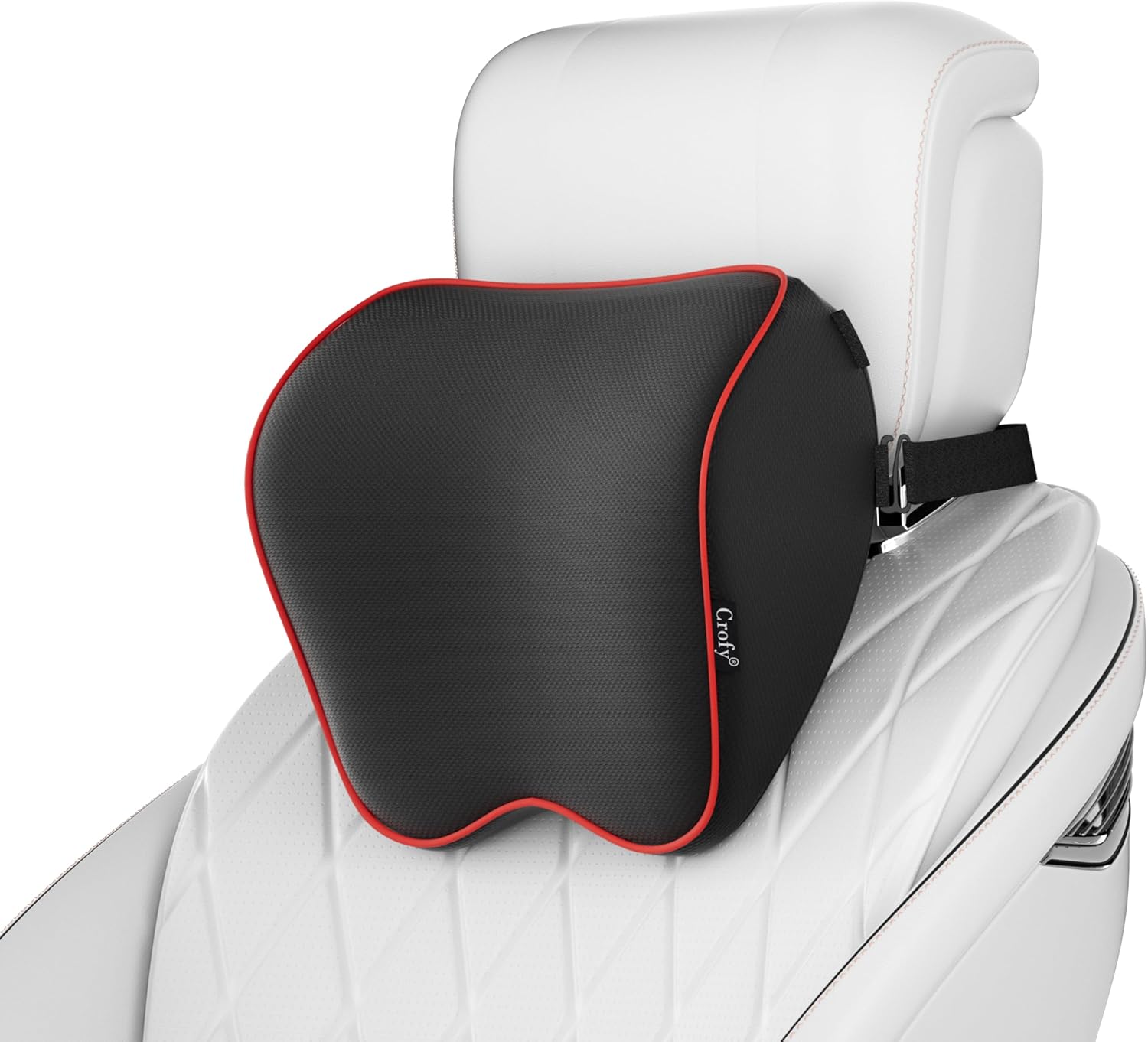 CrofyLLC Crofy 2 Pack Car Neck Pillow, Softness Car Headrest Pillow for Driving with Adjustable Strap, 100% Memory Foam and Breathable Remo…