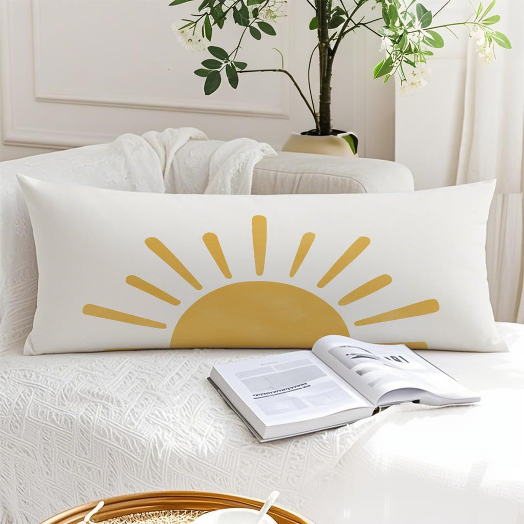 Boho Cute Sun Sunshine 20x54 Body Pillow Cover, Boho Sunshine Nursery Decor, Kids Room Decor, Modern Horizontal Sun Sunset Sunrise…