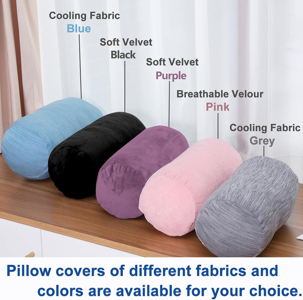 1 MIDDLE ONE Bolster Pillow with Removable Velvet Cover, Round Cylinder Neck Roll Pillow for Head, Back, Leg Support, Decorative Bed and…