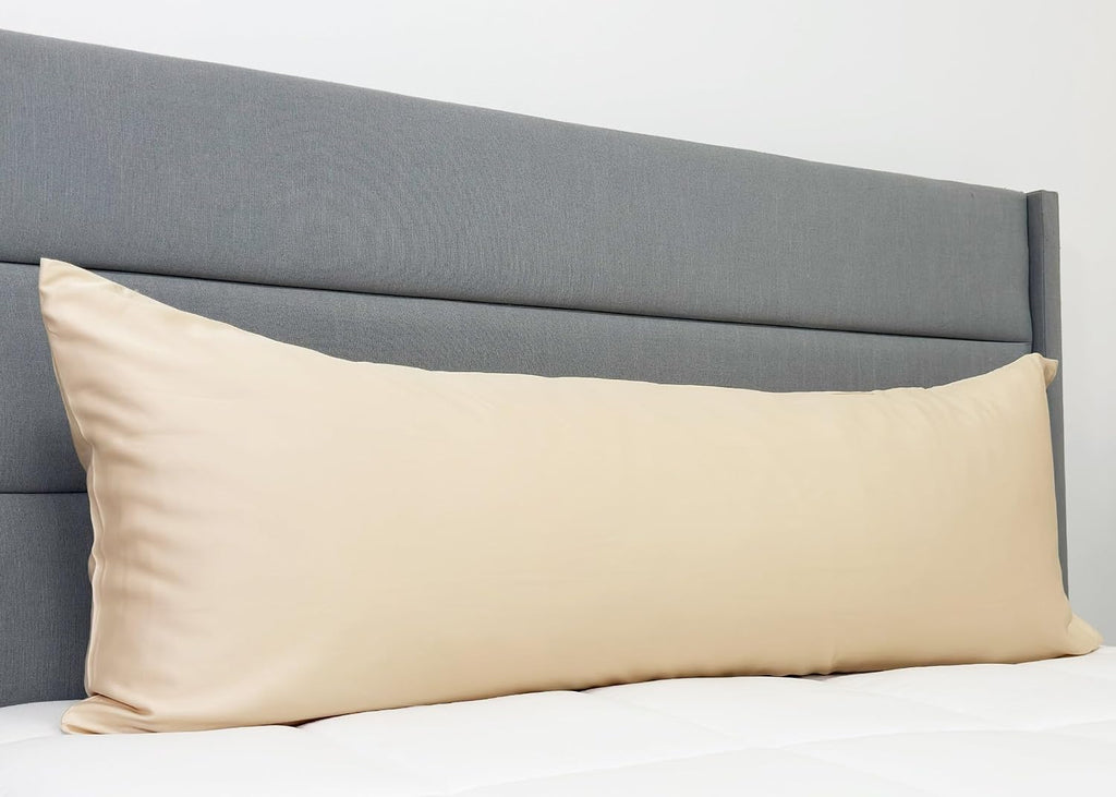 Copper Ion Infused Rayon Derived from Bamboo Cooling Body Pillow Cover, Soft and Breathable Long Pillow Case, Beige (20x54)