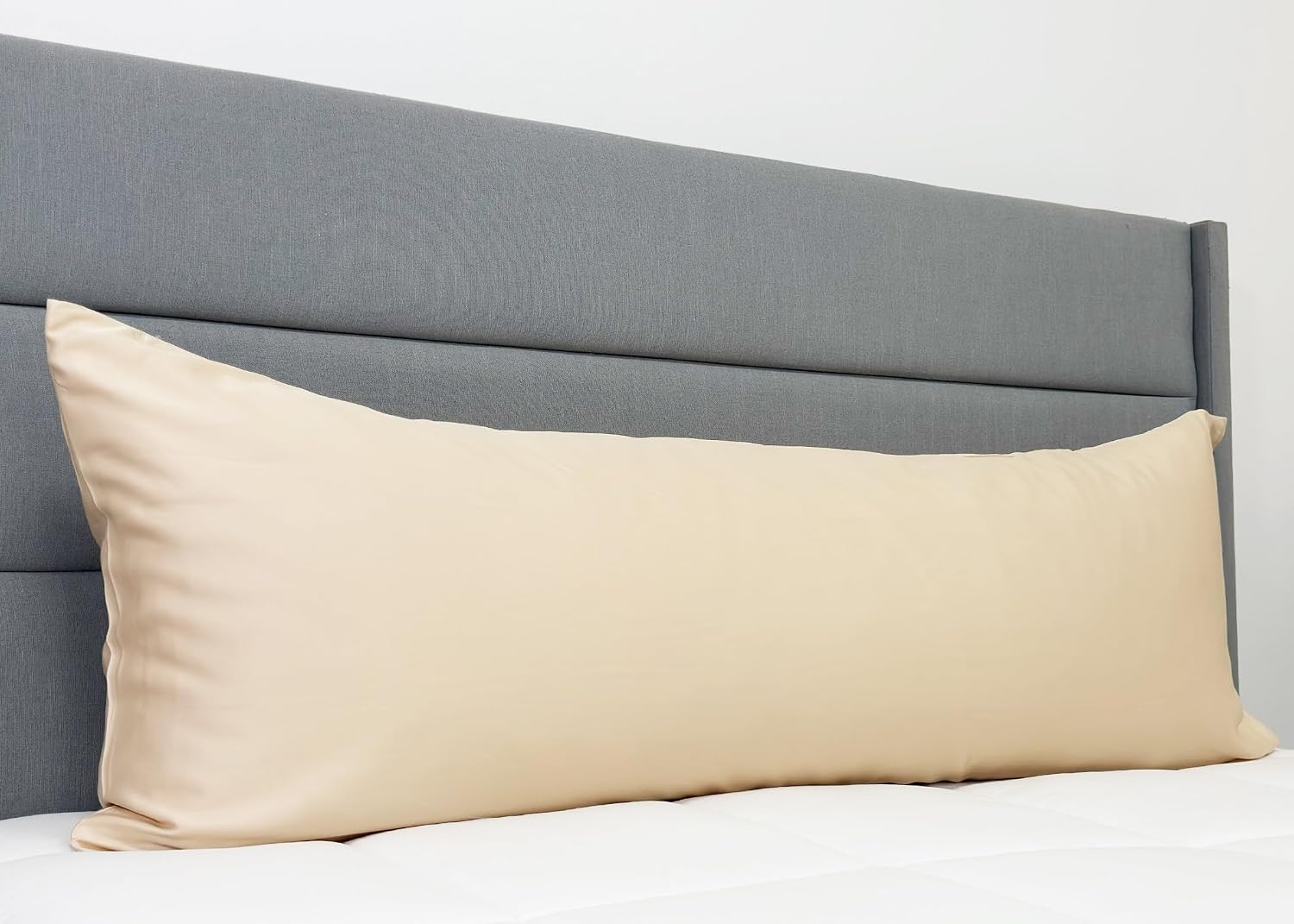 Copper Ion Infused Rayon Derived from Bamboo Cooling Body Pillow Cover, Soft and Breathable Long Pillow Case, Beige (20x54)