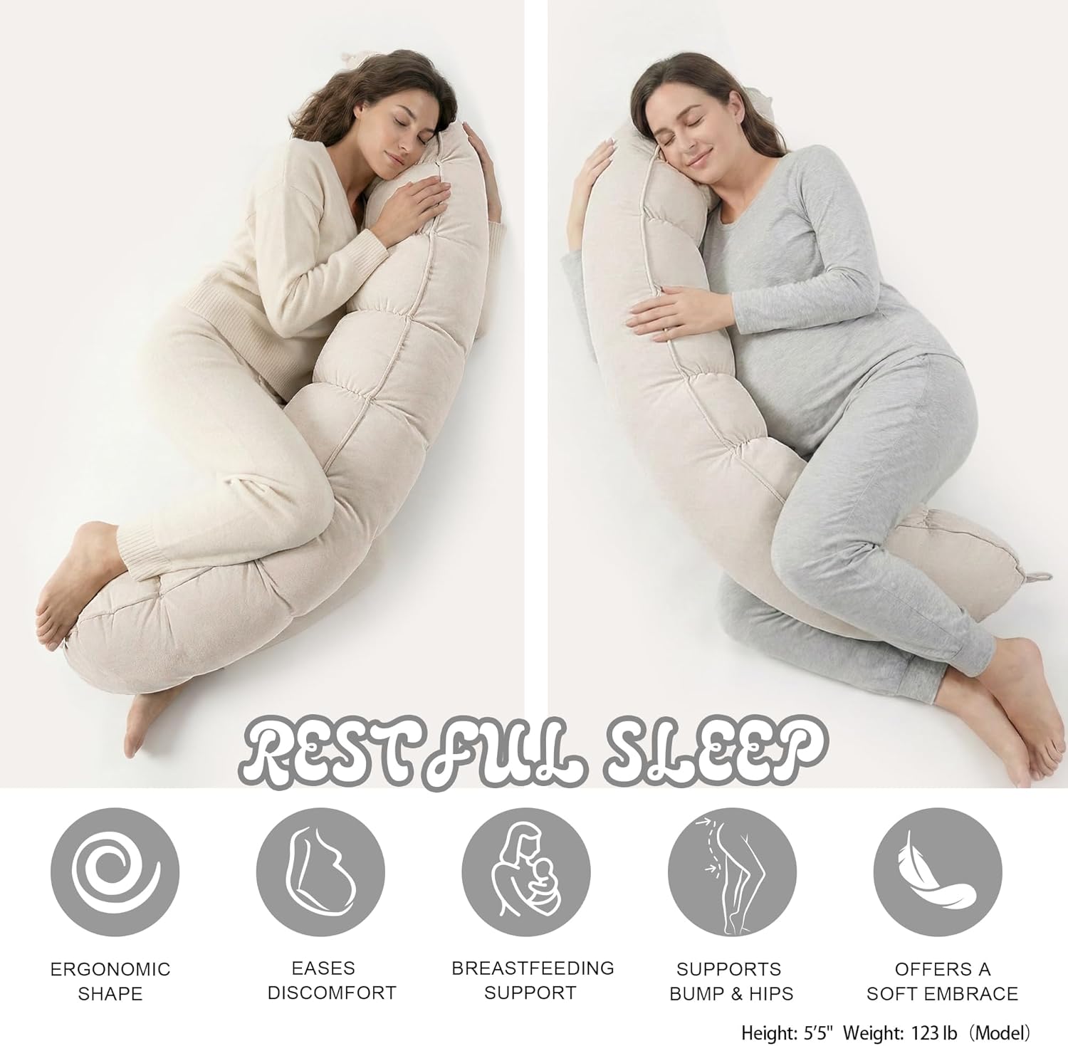 Peallow(Pat. Pend) – Long Round Body Pillow for Adults, Bolster Pillow for Sleeping, Soft and Supportive Pillow for Sleeping & Lumbar…