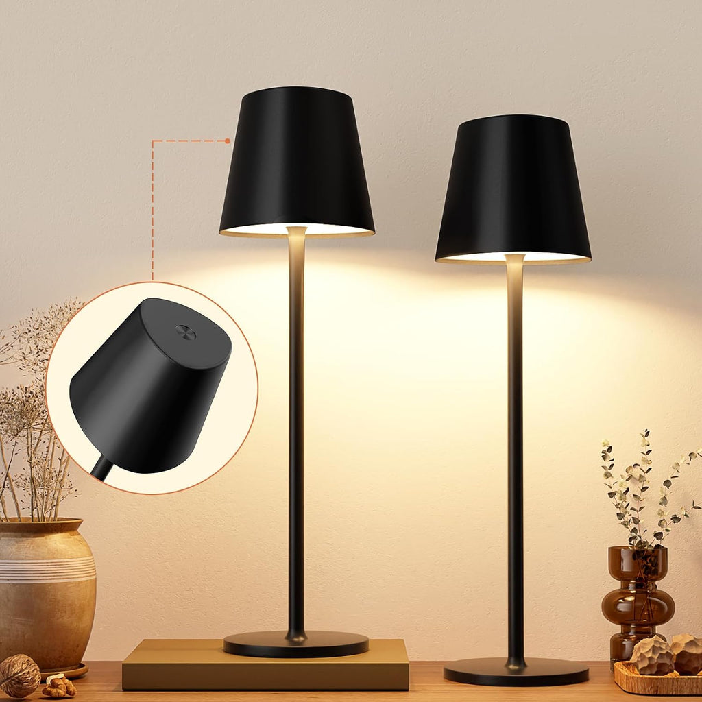 Kakanuo Cordless Table Lamp, 3 Color Stepless Dimming, 5000mAh Rechargeable Battery Powered, Outdoor LED Lamps, for Dining Room, Living…