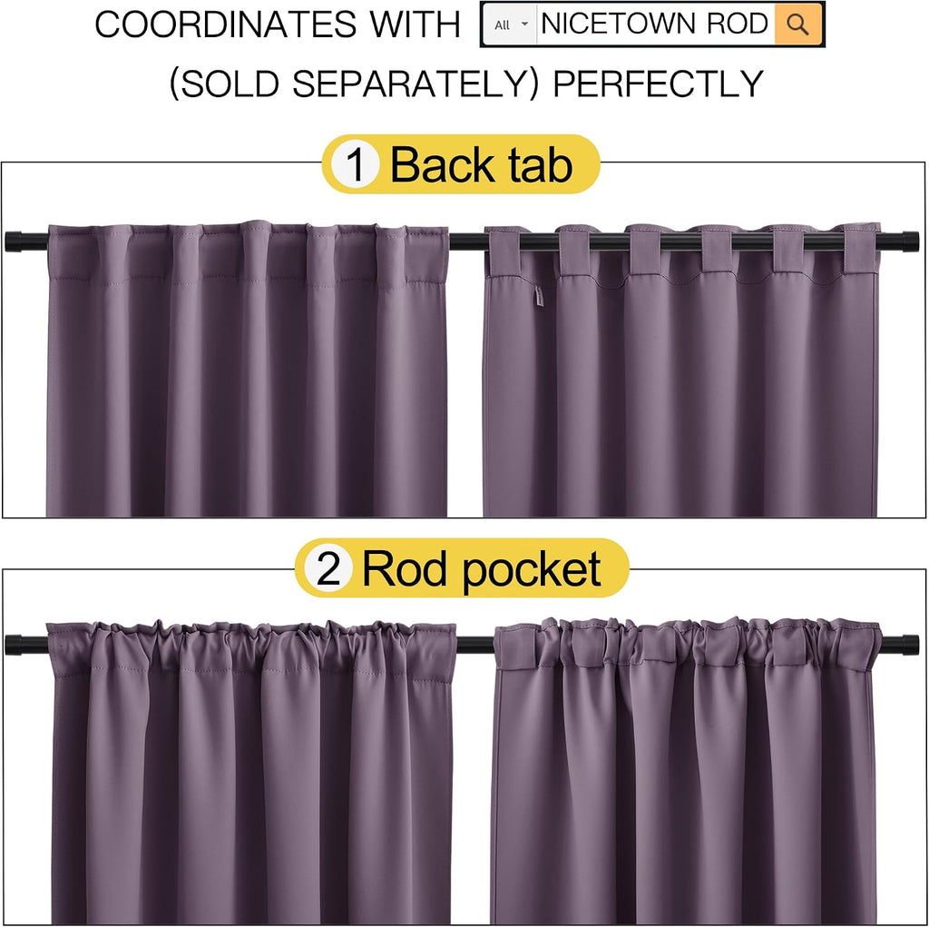 NICETOWN Window Treatment Blackout Curtains and Draperies - (Plum Color) 42x40 inch, 2 Panels, Room Darkening Blackout Panel Drapes for…