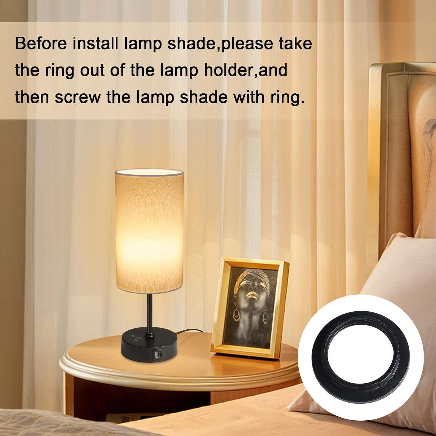 Unicozin Table Lamp,3 CCT 3000K/4500K/6500K & RGB Color Changing, Stepless Dimmable Touch Control Bedside Lamp for Reading, Ambience…