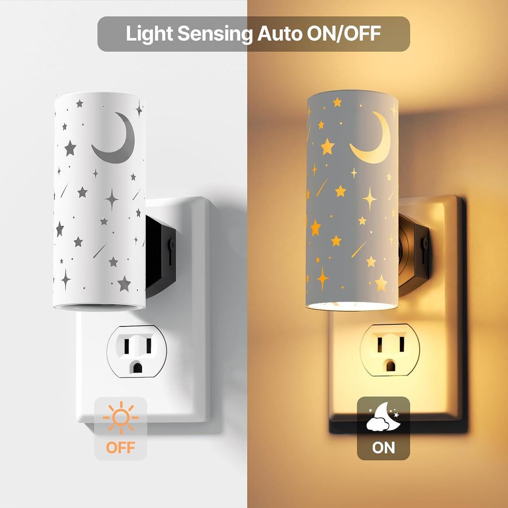 LED Night Lights Plug into Wall, 2-Pack 3000K Bright Plug in Nightlights, Dusk-to-Dawn Sensor, Dimmable 0-100LM, Auto-On/Off, Home Decor…