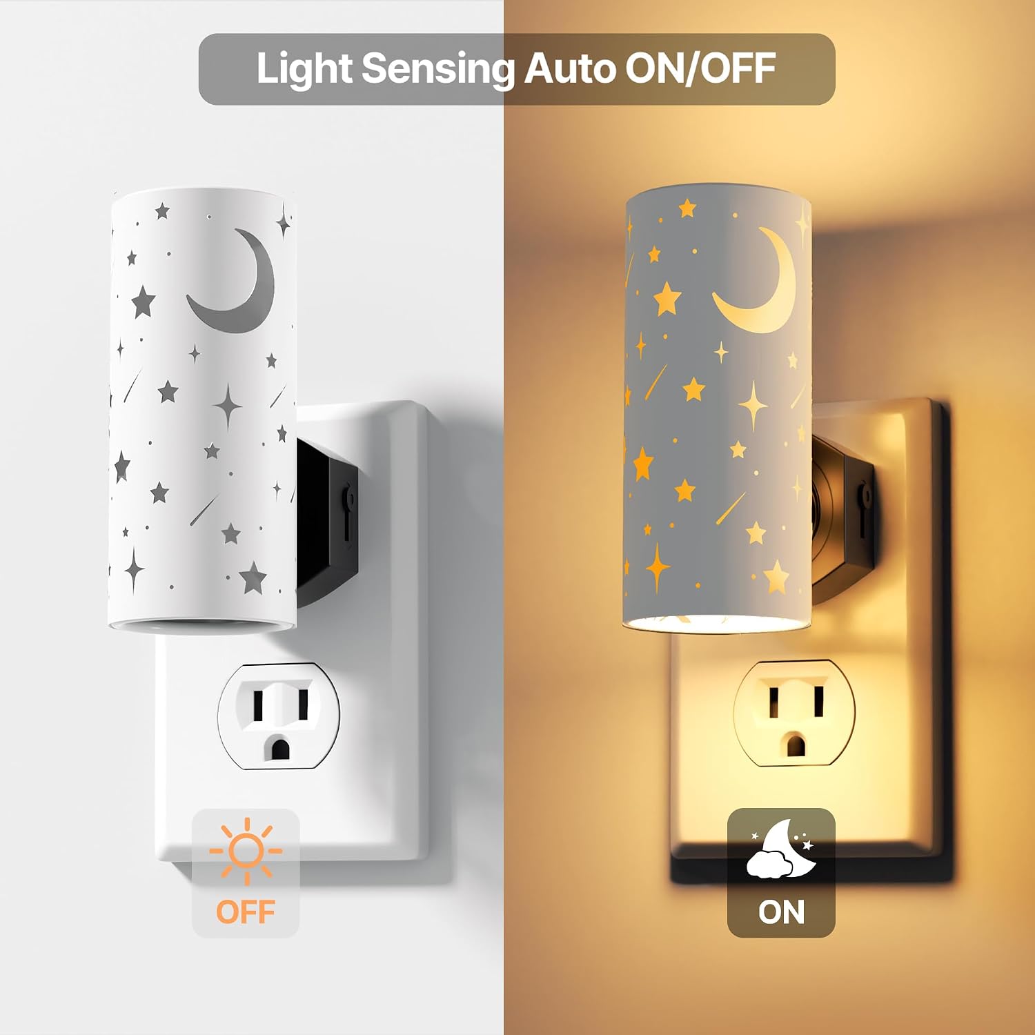 LED Night Lights Plug into Wall, 2-Pack 3000K Bright Plug in Nightlights, Dusk-to-Dawn Sensor, Dimmable 0-100LM, Auto-On/Off, Home Decor…