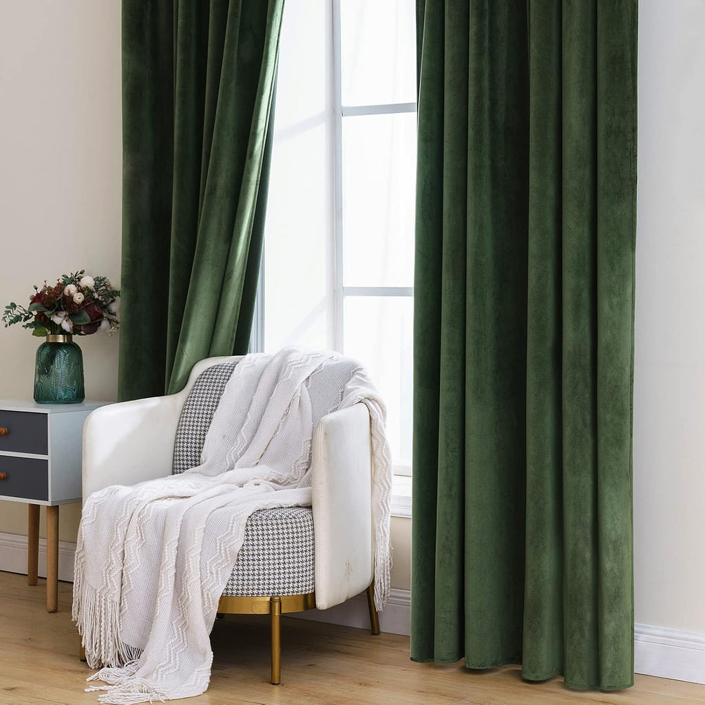 Miulee Velvet Curtains 80 inches - Luxury Blackout Curtains for Bedroom Living Room Thermal Insulated Super Soft Window Drapes Rod Pocket &…