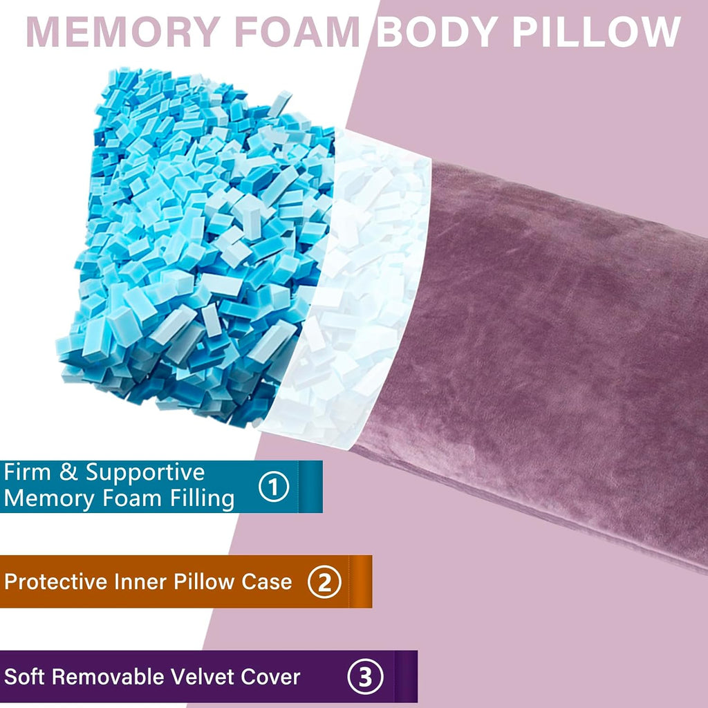 1 MIDDLE ONE Body Pillow, Memory Foam Body Pillows for Adults Sleeping, Long Pillow for Bed, Big Large Firm Full Body Pillow for Side…