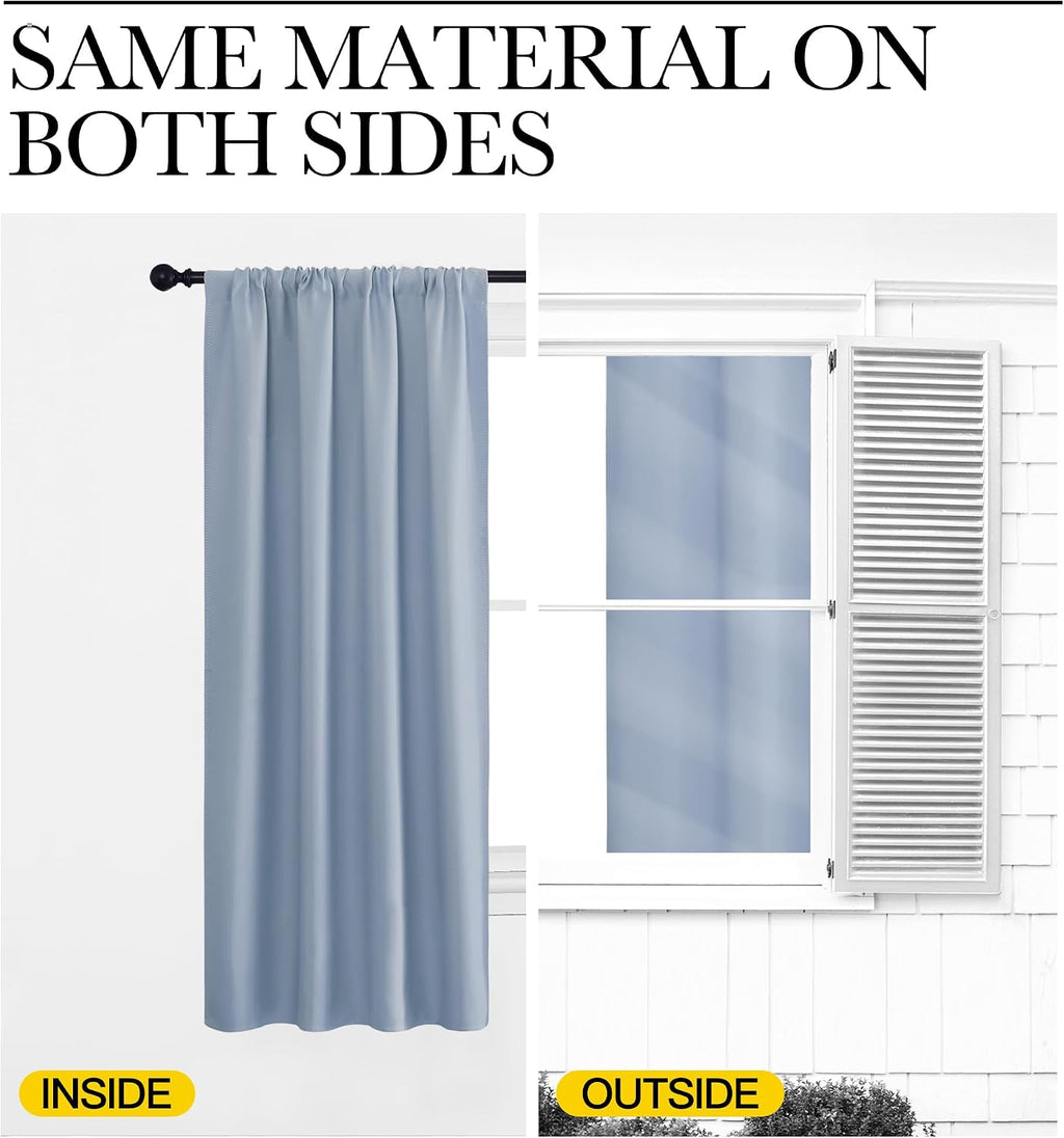 NICETOWN Blackout Curtains for Living Curtains, Vintage Blue, 1 Pair, 34-inch W x 72-inch L, Home Decorations Thermal Insulated Solid…