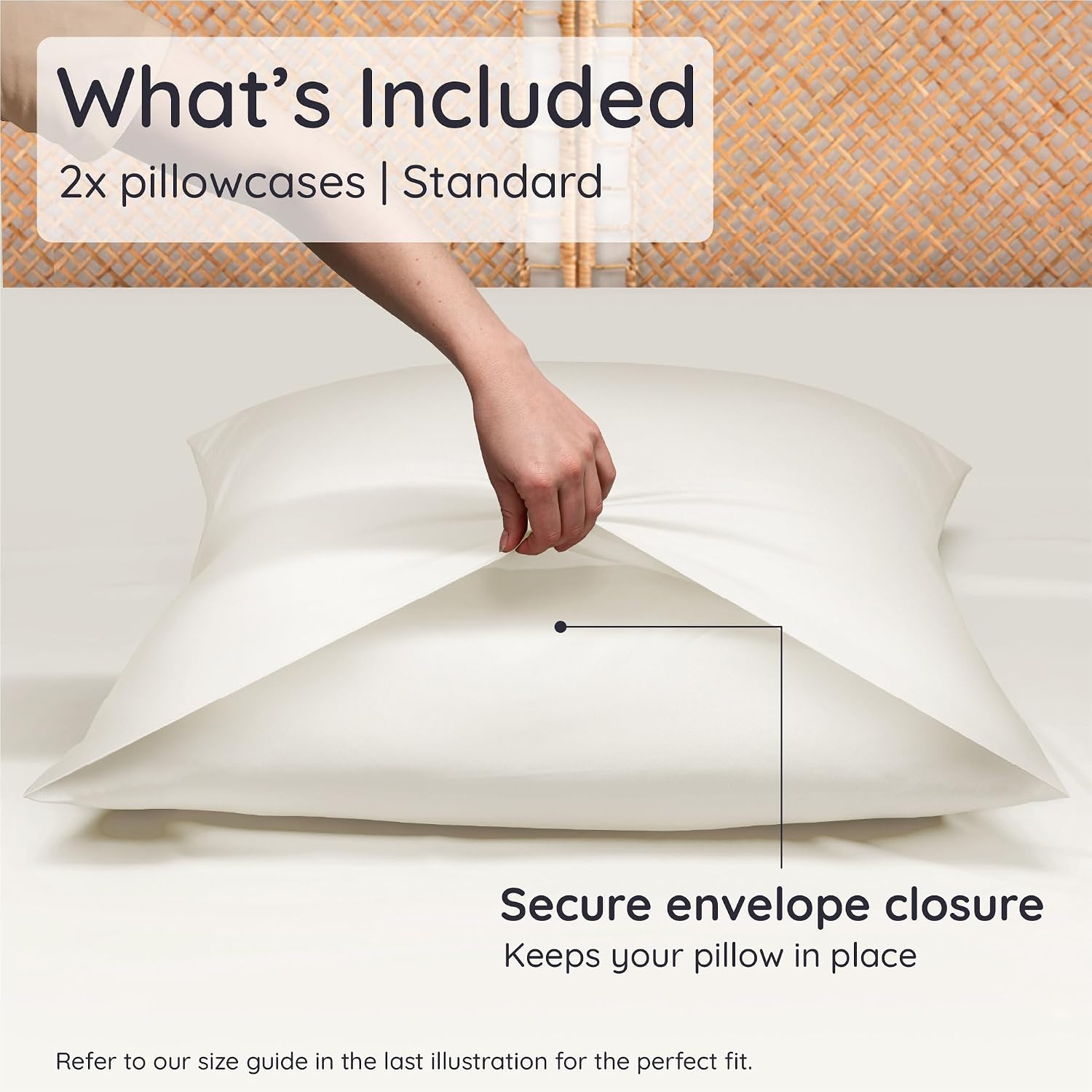 Bambaw 100% Viscose Derived from Bamboo Pillowcase Standard Size – Set of 2 Cooling Pillow Cases for Hot Sleepers with Envelope Closure, Br…