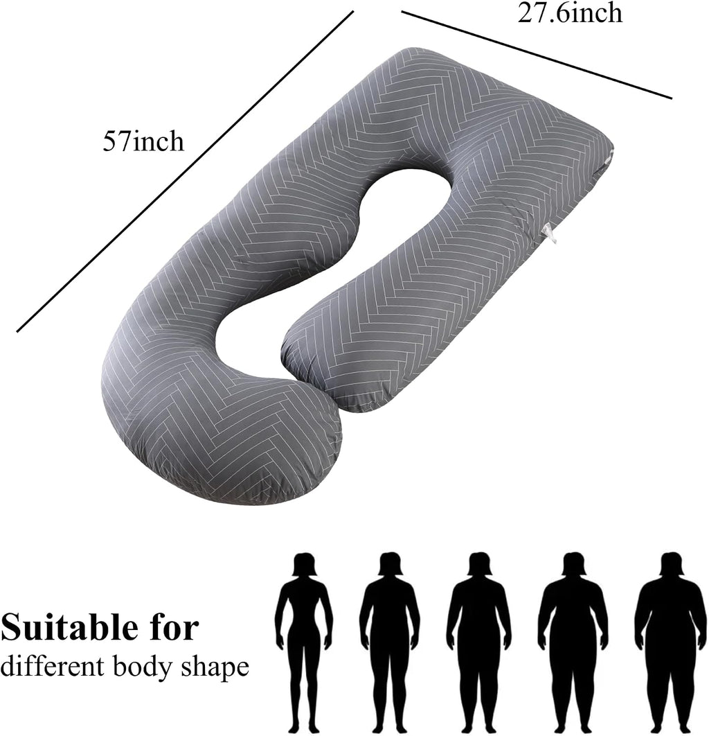 ALLOPERA Pregnancy Pillow, Full Body Maternity Pillow 57 inch, with Removable Washable Cover - Sleep Support for Legs, Back, Neck…