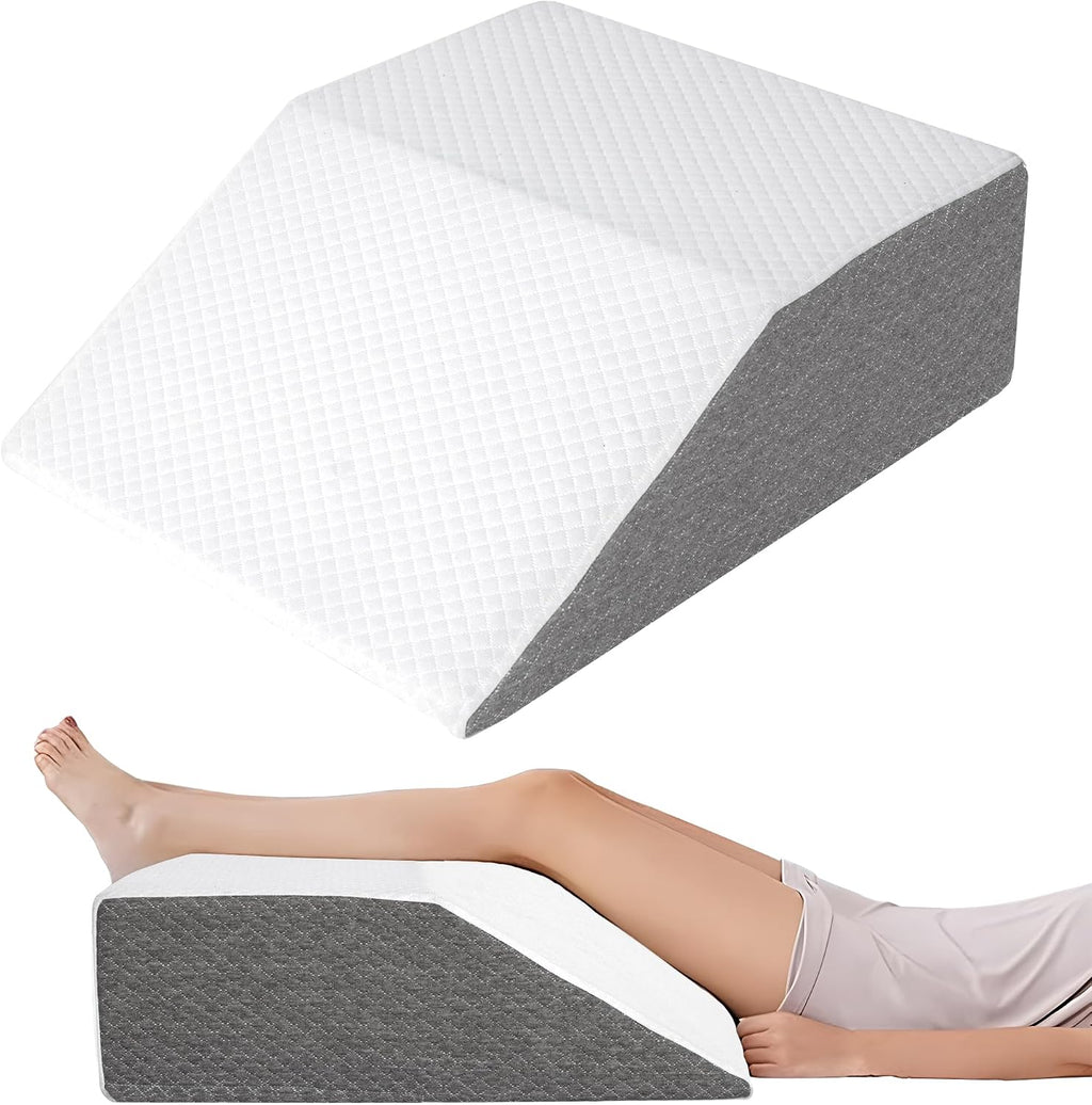 Knee Pillow for Back Sleeping, Leg Pillow Knee Wedge Pillow, Memory Foam Wedge Pillows for Legs Post Surgery, Trapezoid Pillow for Knee…